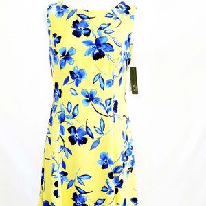 AGB Yellow Blue Floral Dress Size 6 NWT